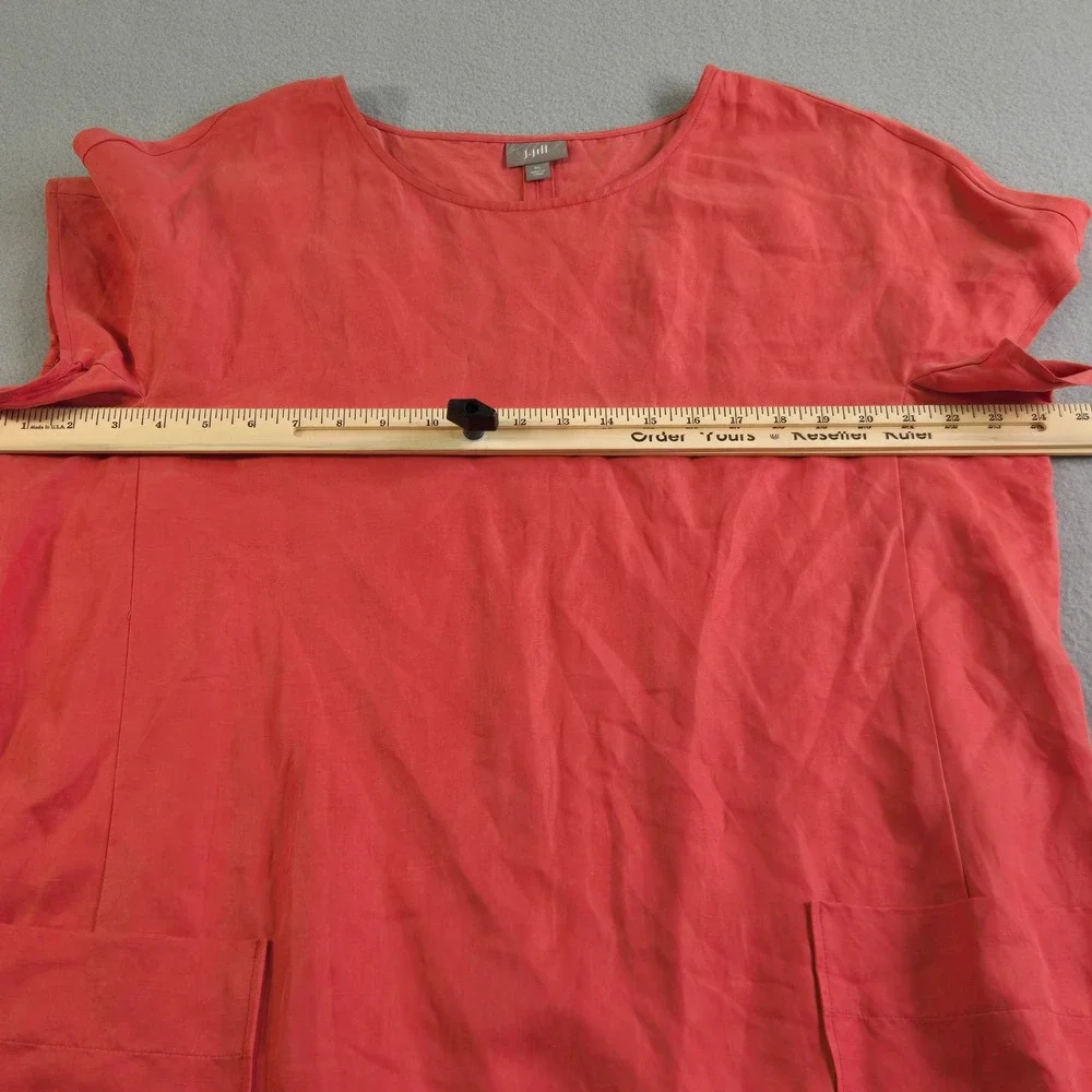 J. Jill Dress & Jacket Set Women XL/L Petite Coral Silk Linen 2 Piece Co-ord